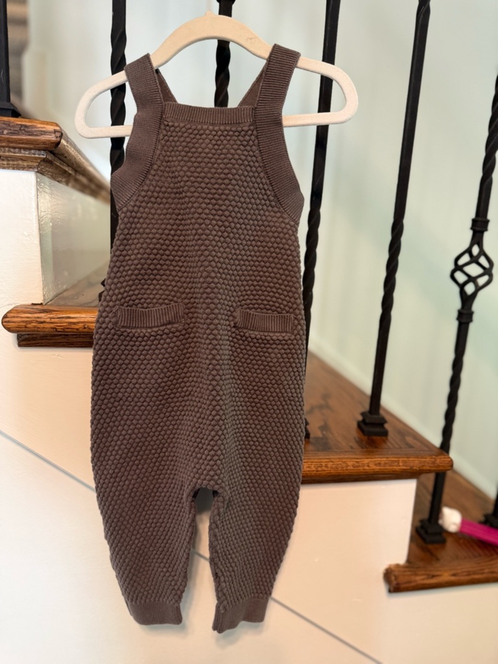 H&M Brown Textured Knit Overalls for Kids